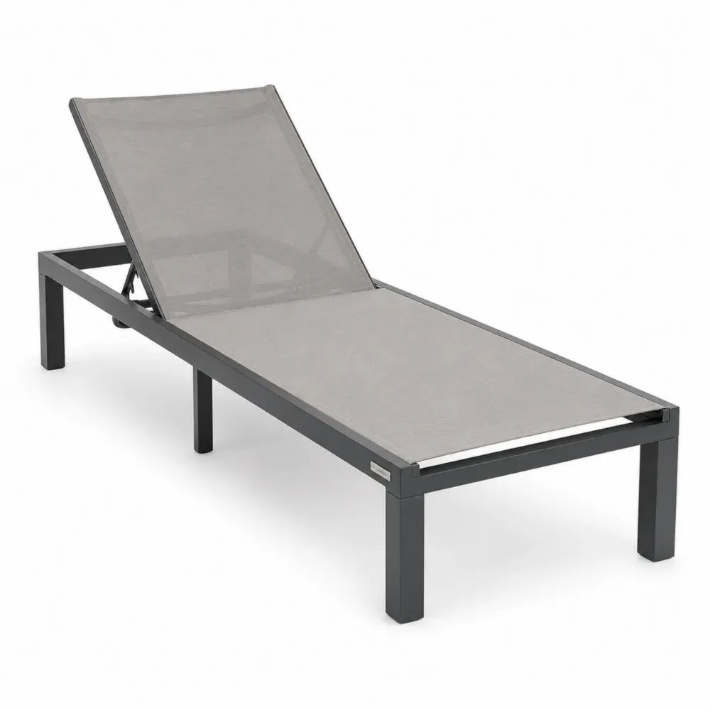 Sonnenliege Gartenliege verstellbar 195 x 65 x 32 cm Aluminium Textilene rechteckig Grau Anthrazit Schwarz